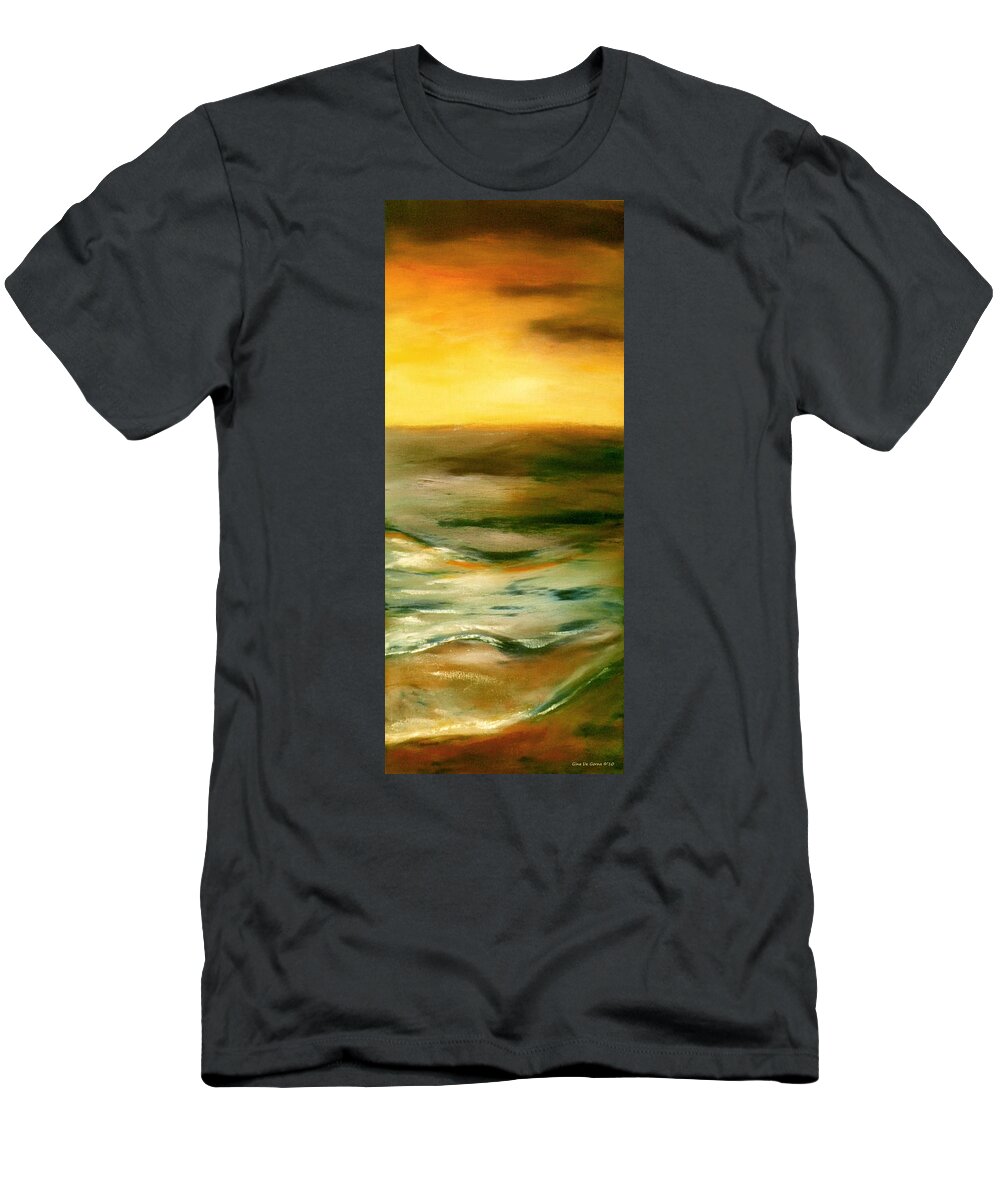 Abstract T-Shirt featuring the painting Brushed 4 - Vertical Sunset by Gina De Gorna