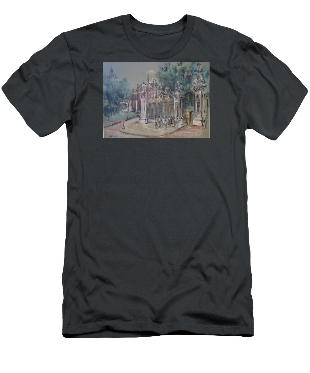 Buckingham Palace T-Shirt featuring the painting Buckingham Palace by Lily Spandorf