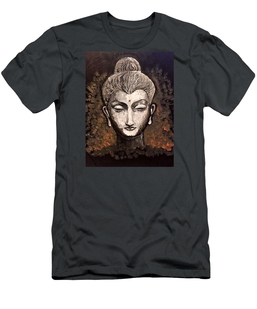 Buddha T-Shirt featuring the painting Buddha by Carole Hutchison