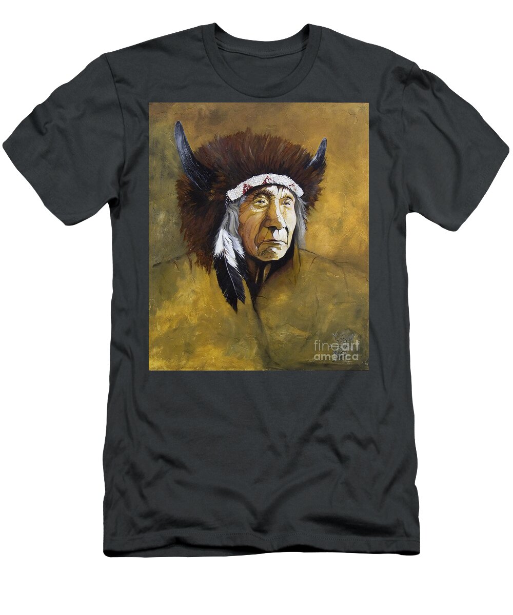 Shaman T-Shirt featuring the painting Buffalo Shaman by J W Baker