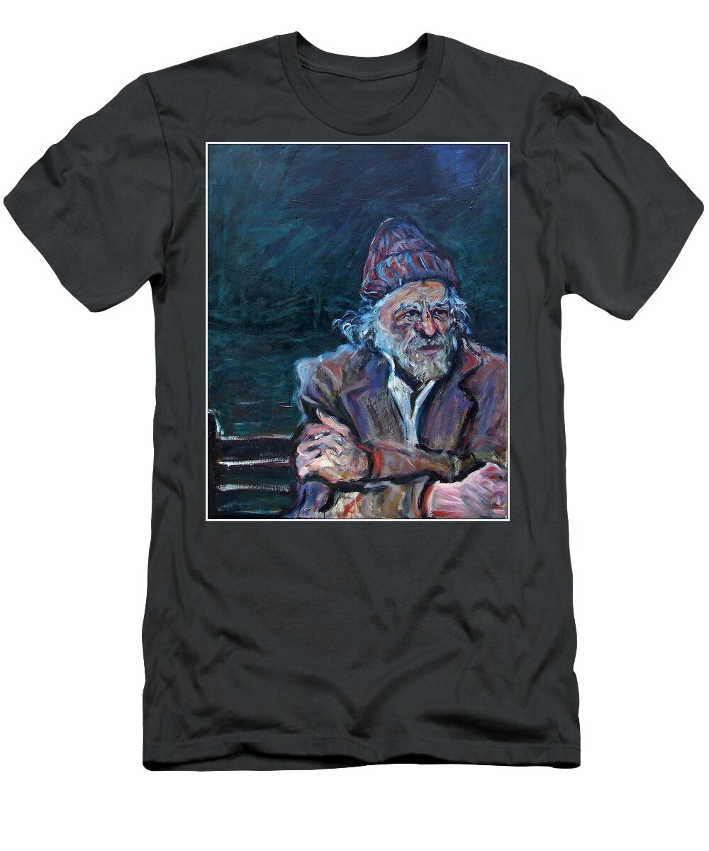 Katt Yanda Original Art Oil Painting Charles Bukowski T-Shirt featuring the painting Bukowski by Katt Yanda
