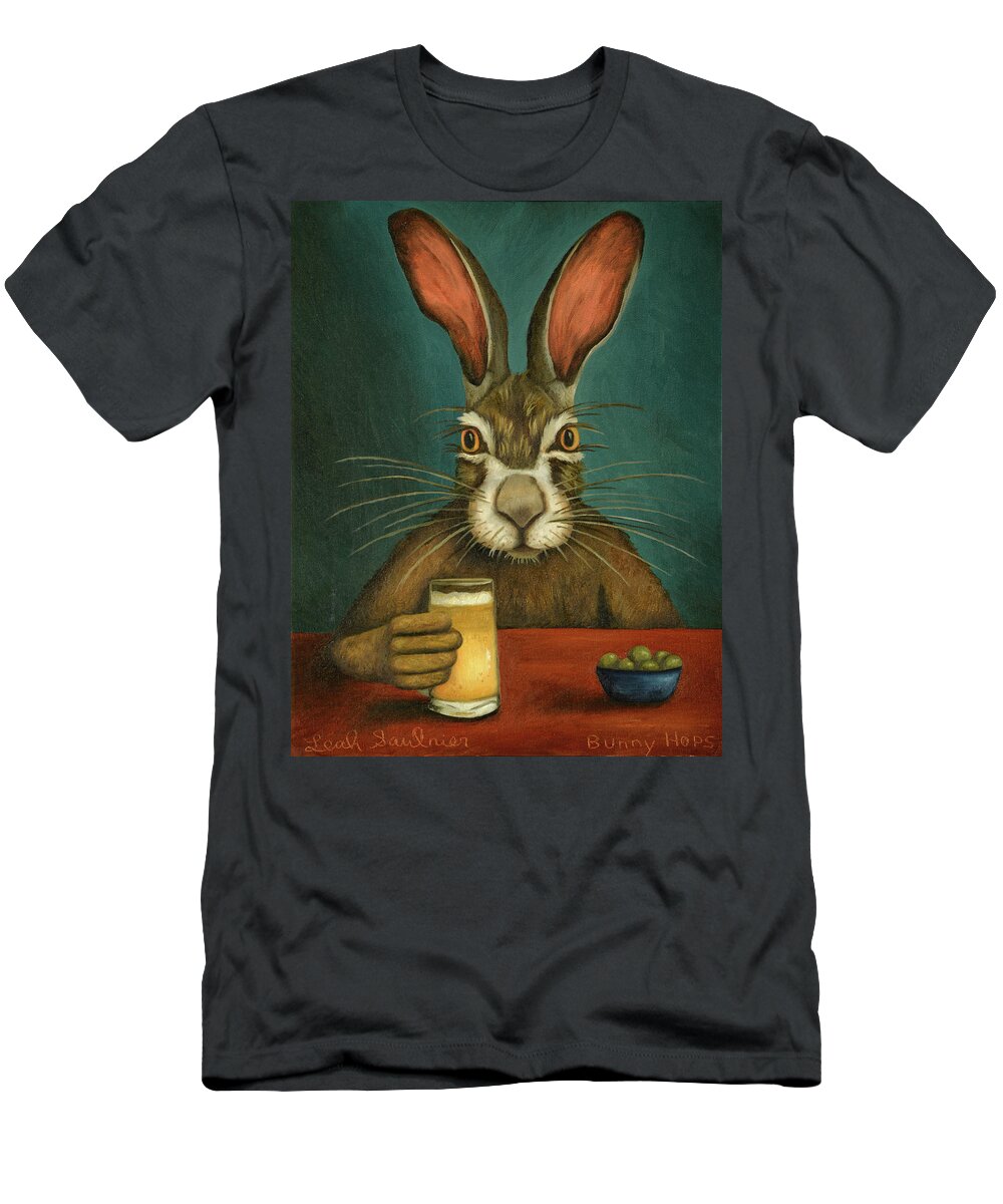 Bunny T-Shirt featuring the painting Bunny Hops by Leah Saulnier The Painting Maniac