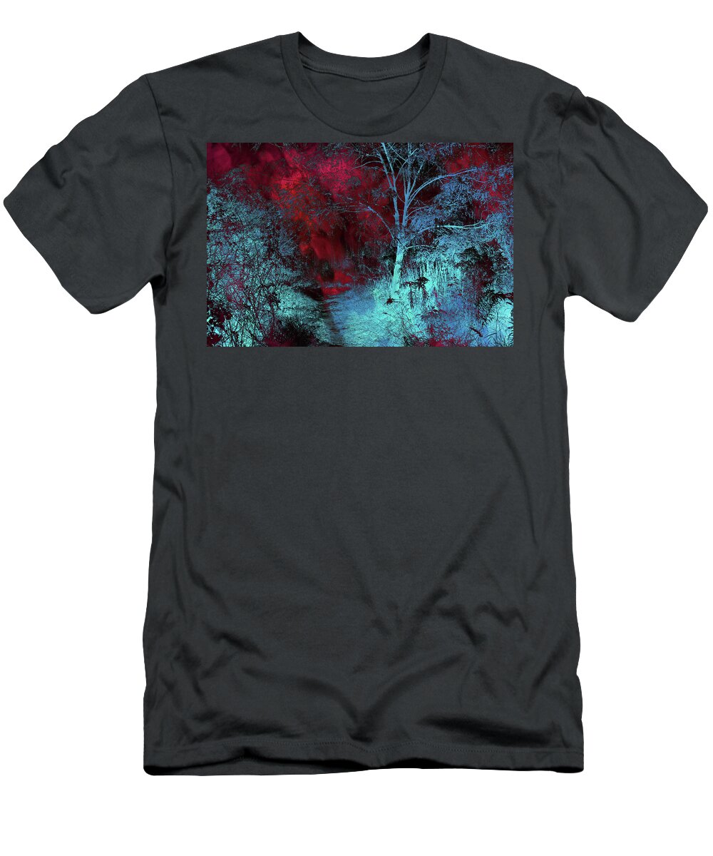 Jenny Rainbow Fine Art Photography T-Shirt featuring the photograph Burgundy Red MoonLight by Jenny Rainbow