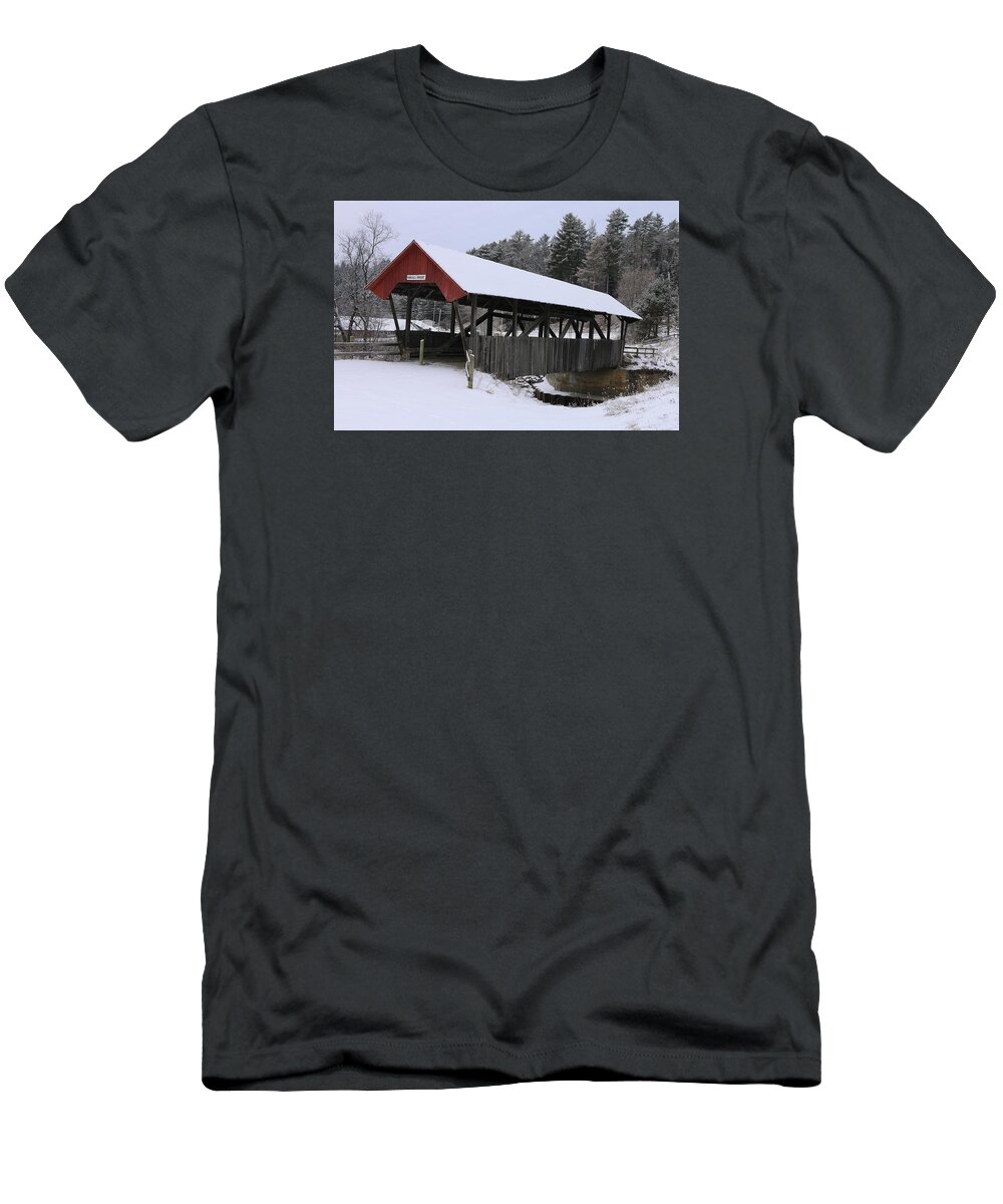 Vermont T-Shirt featuring the photograph Burrington Covered Brdige by Wayne Toutaint
