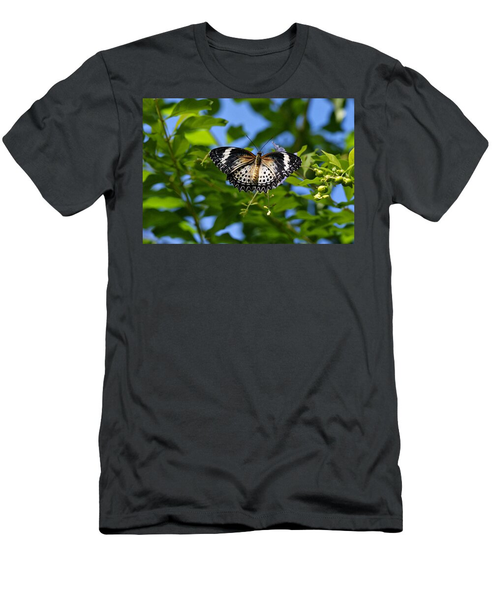 Butterfly T-Shirt featuring the photograph Butterfly and Blue Sky by Sandy Keeton