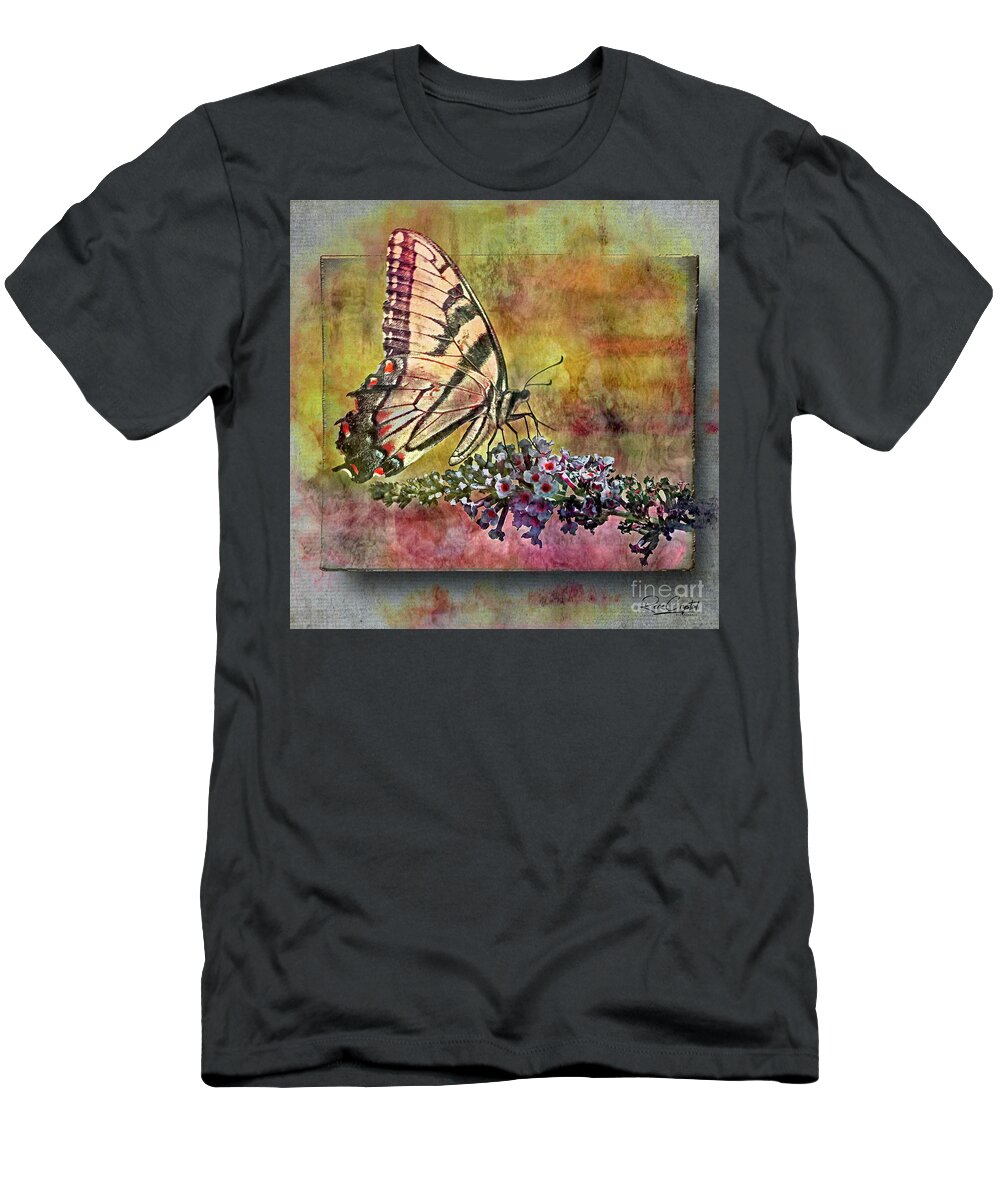 Butterfly T-Shirt featuring the photograph Butterfly Diner On The Square by Rene Crystal
