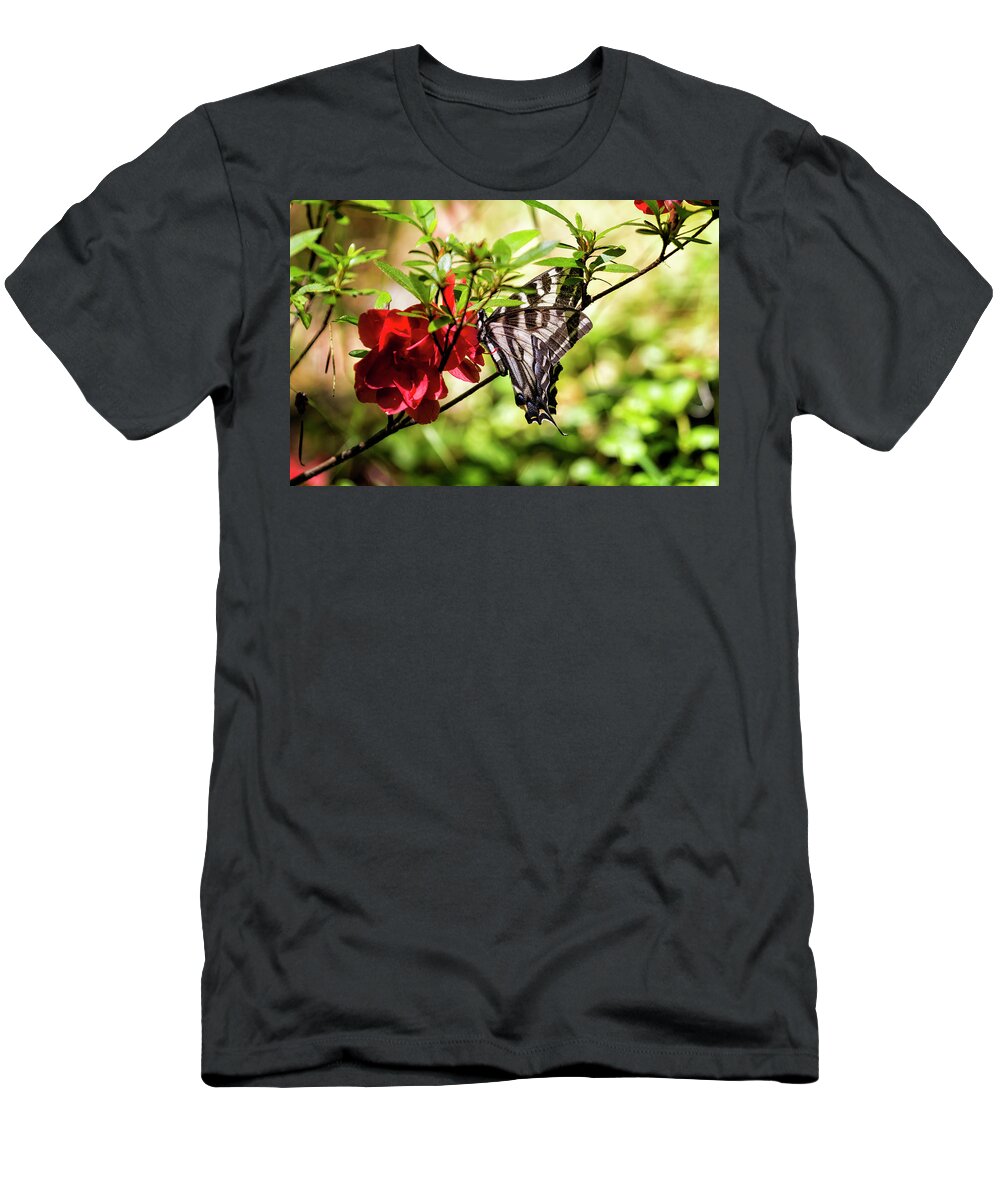 Butterfly T-Shirt featuring the photograph Butterfly on an Azalea by Belinda Greb