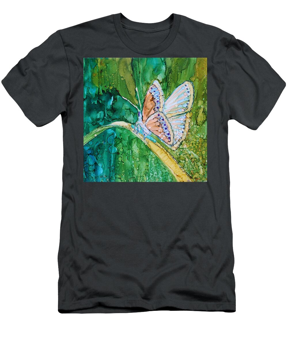 Butterfly T-Shirt featuring the painting Butterfly by Ruth Kamenev