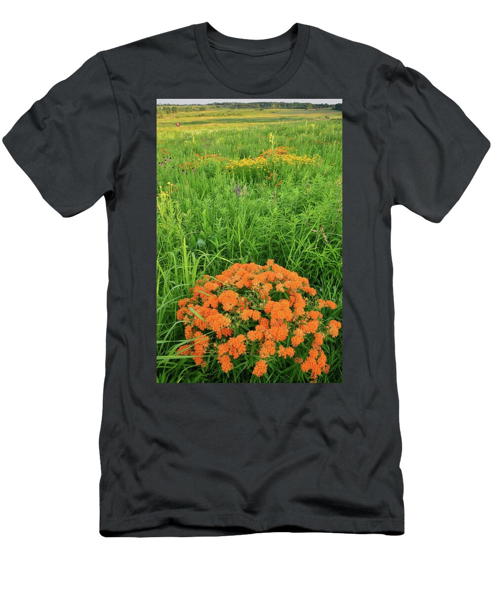 Illinois T-Shirt featuring the photograph Butterfly Weed Prairie by Ray Mathis