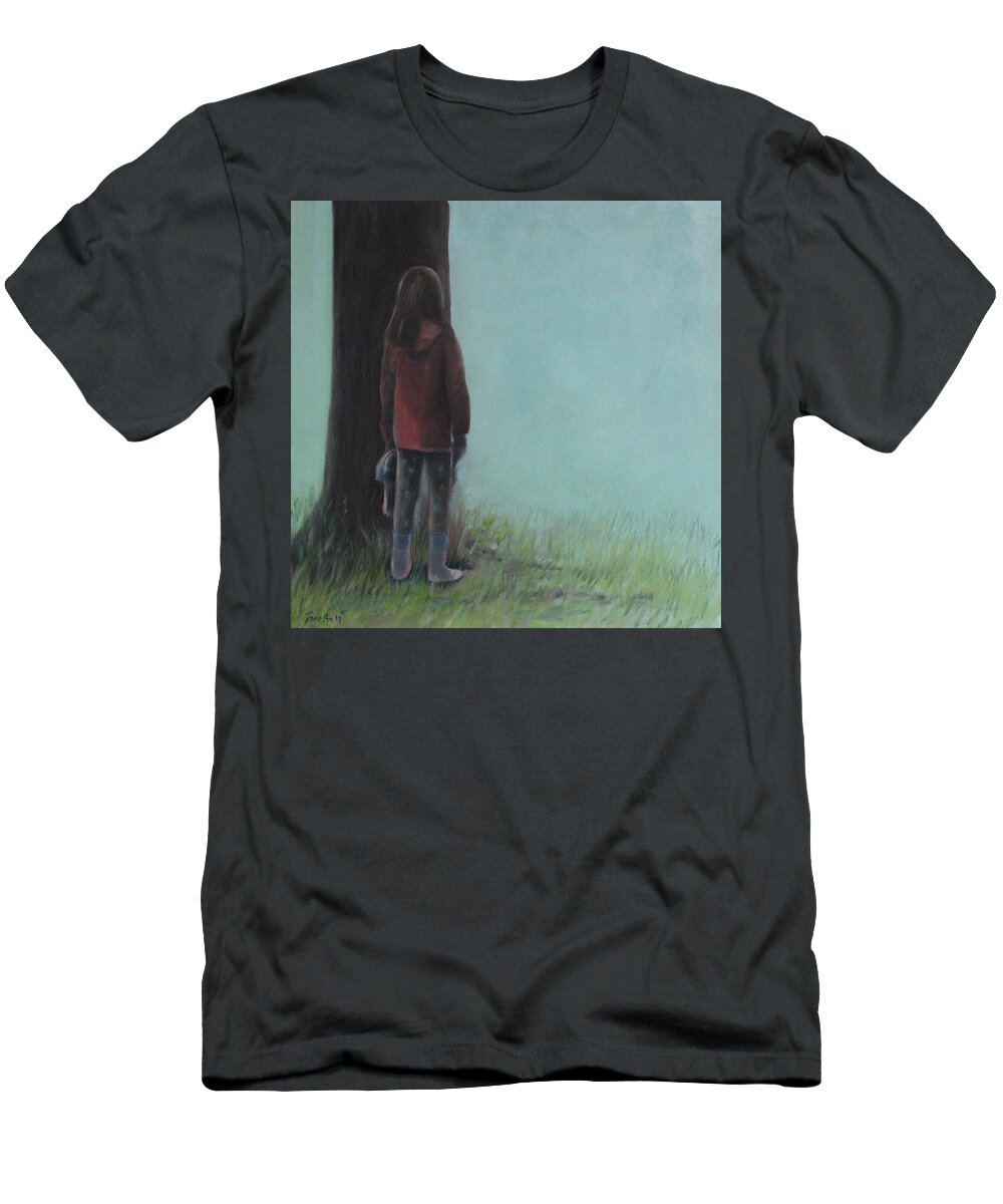 Girl T-Shirt featuring the painting By the Tree by Tone Aanderaa