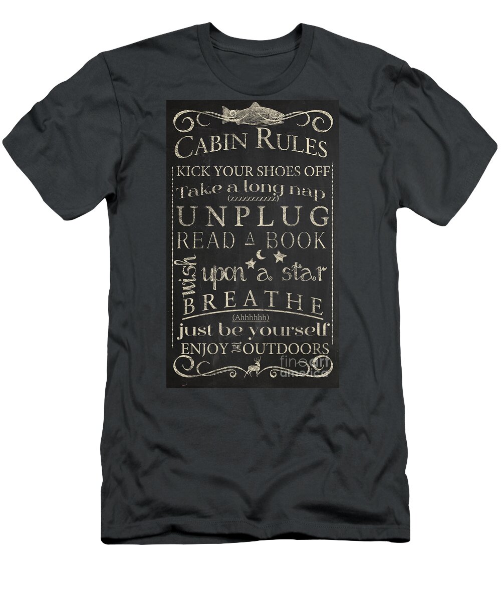 Cabin Rules T-Shirt featuring the painting Cabin Rules I by Mindy Sommers