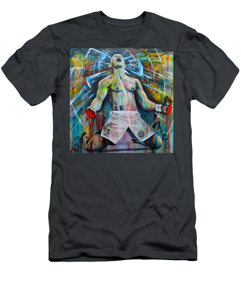 Art T-Shirt featuring the painting Cage Fighter by Angie Wright