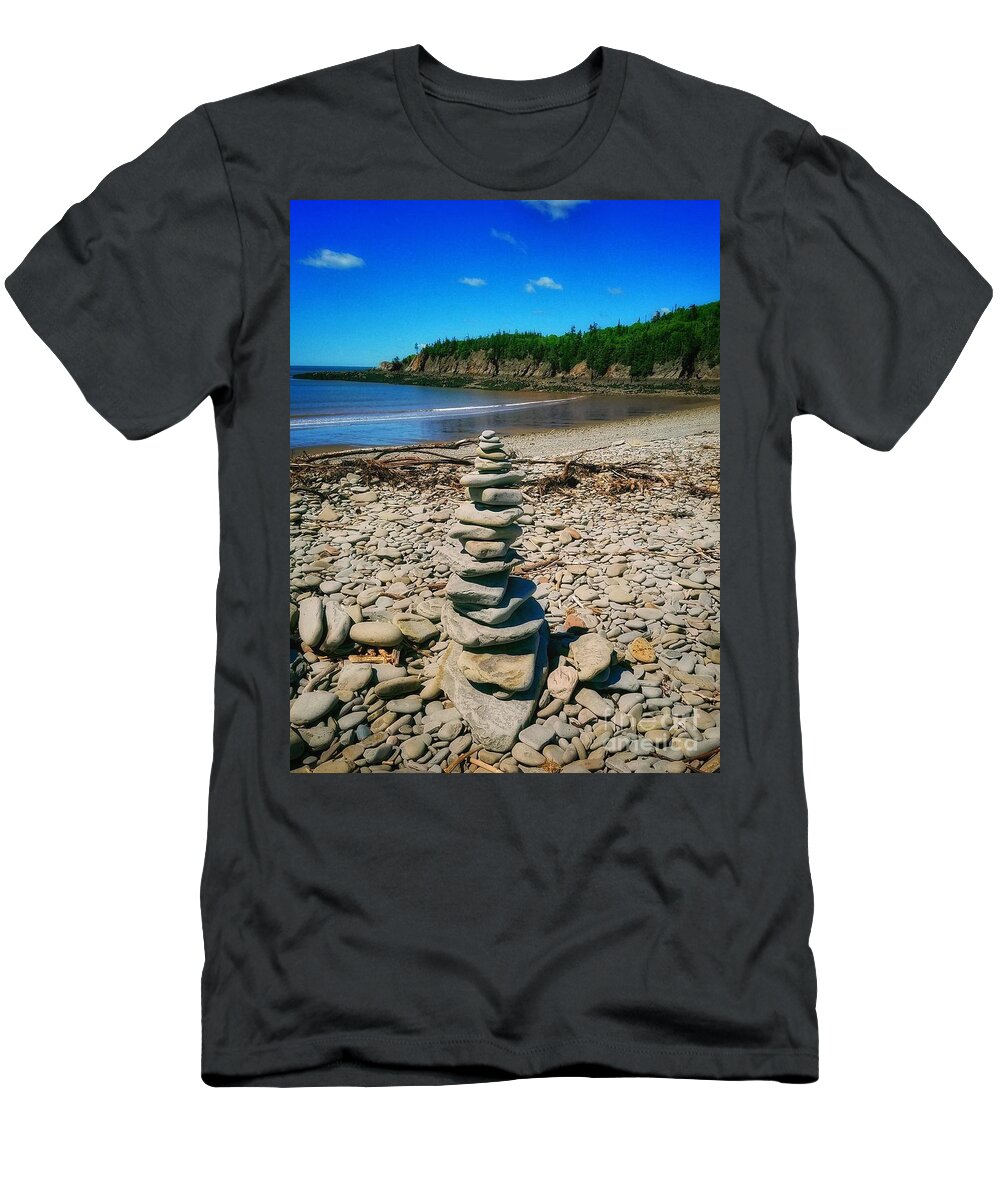 Cairn T-Shirt featuring the photograph Cairn in Eastern Canada by Mary Capriole