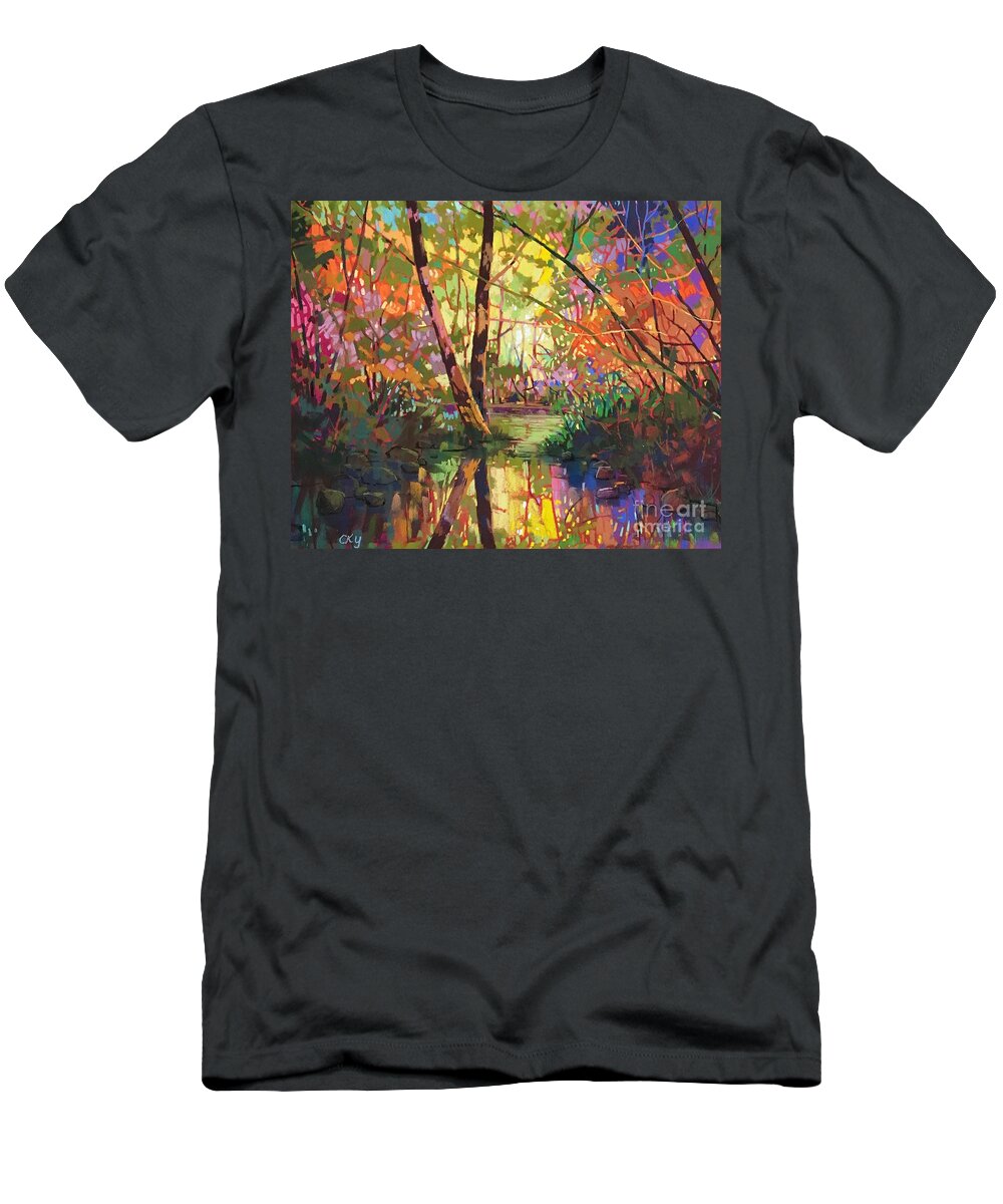Reflection T-Shirt featuring the painting Calm reflection II by Celine K Yong