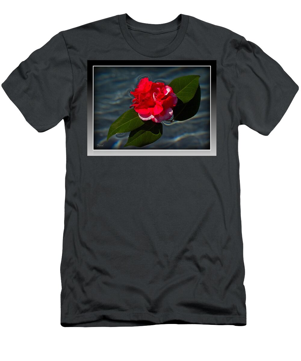 Camellia T-Shirt featuring the photograph Camellia on Water by Farol Tomson