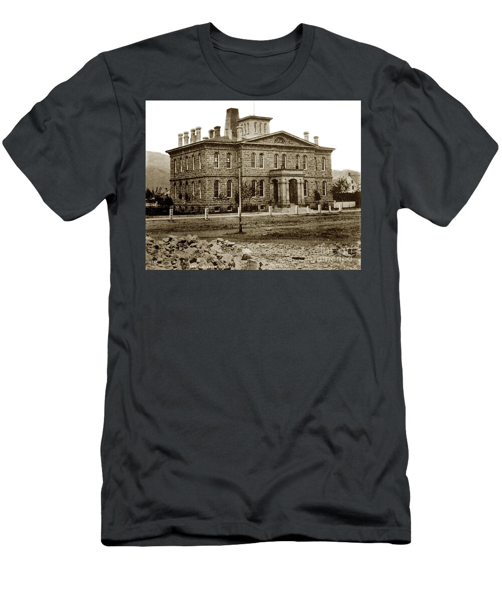 Carson City T-Shirt featuring the photograph Carson City Mint, Nevada circa 1870 by Monterey County Historical Society