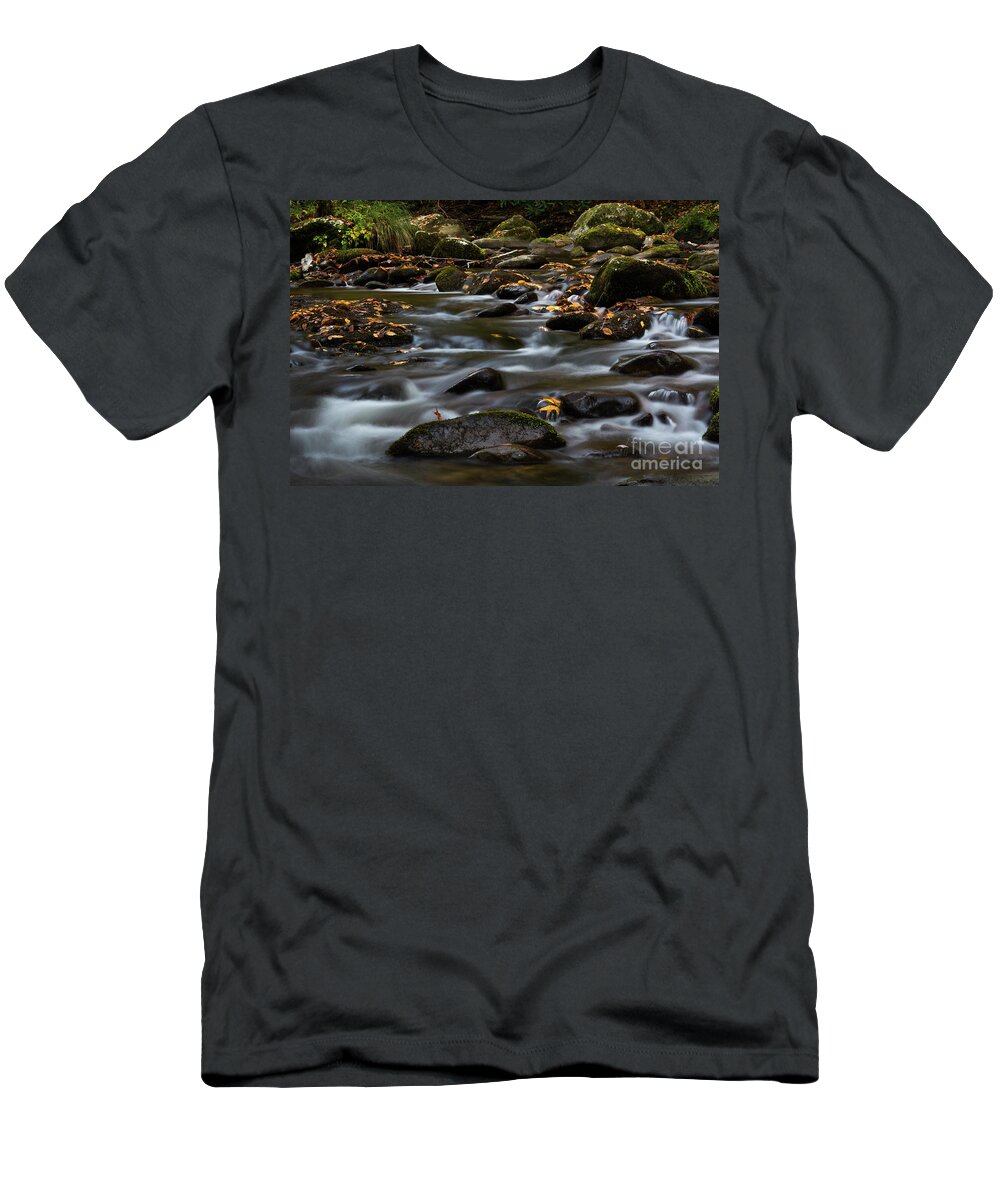 Smokey Mountains T-Shirt featuring the photograph Cascading Stream 1 by Doug Sturgess