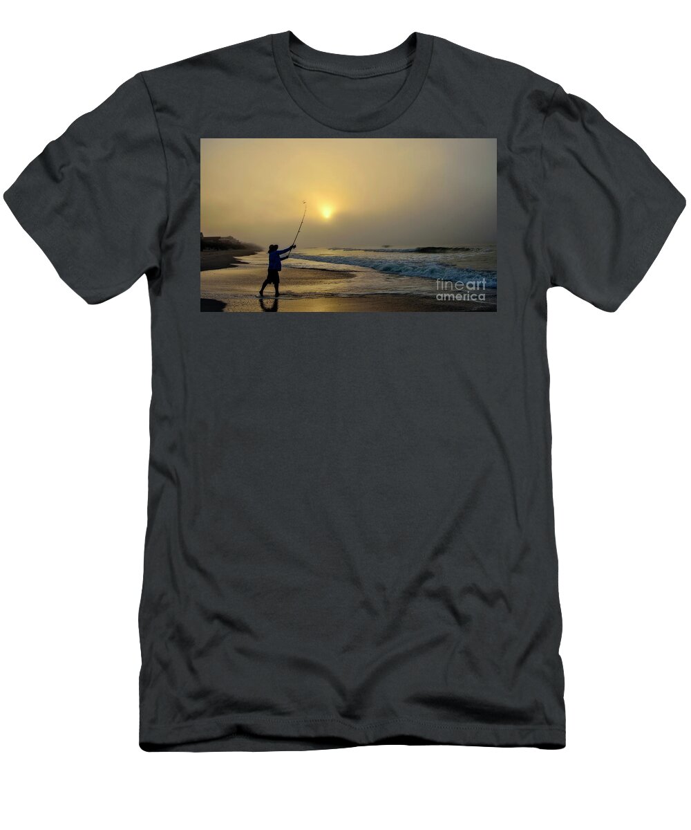 Sunrise T-Shirt featuring the photograph Casting by DJA Images