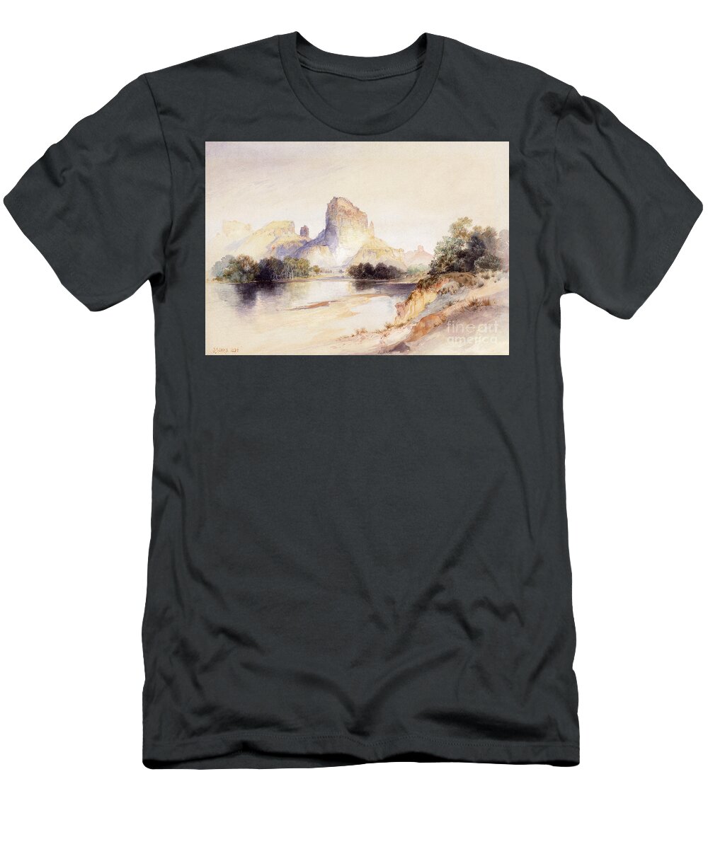 Castle Butte T-Shirt featuring the painting Castle Butte, Green River, Wyoming by Thomas Moran
