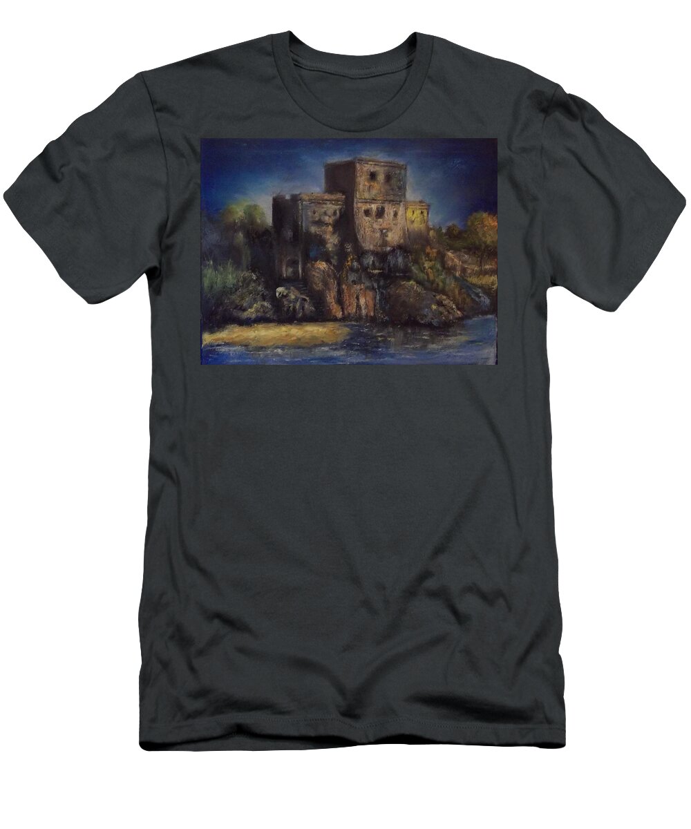 Landscape T-Shirt featuring the painting Castle in the Rocks by Stephen King
