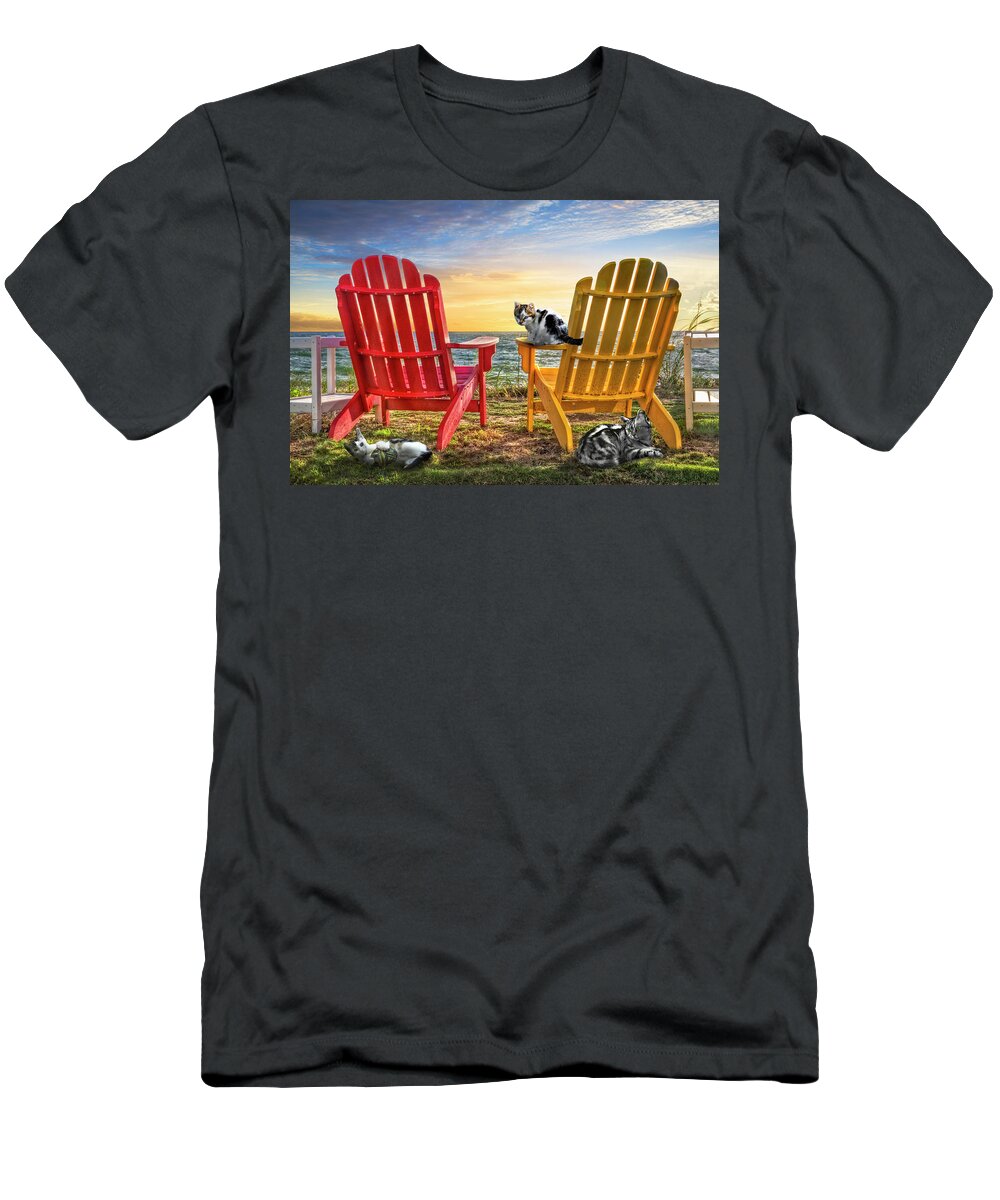 Clouds T-Shirt featuring the photograph Cat Nap at the Beach by Debra and Dave Vanderlaan
