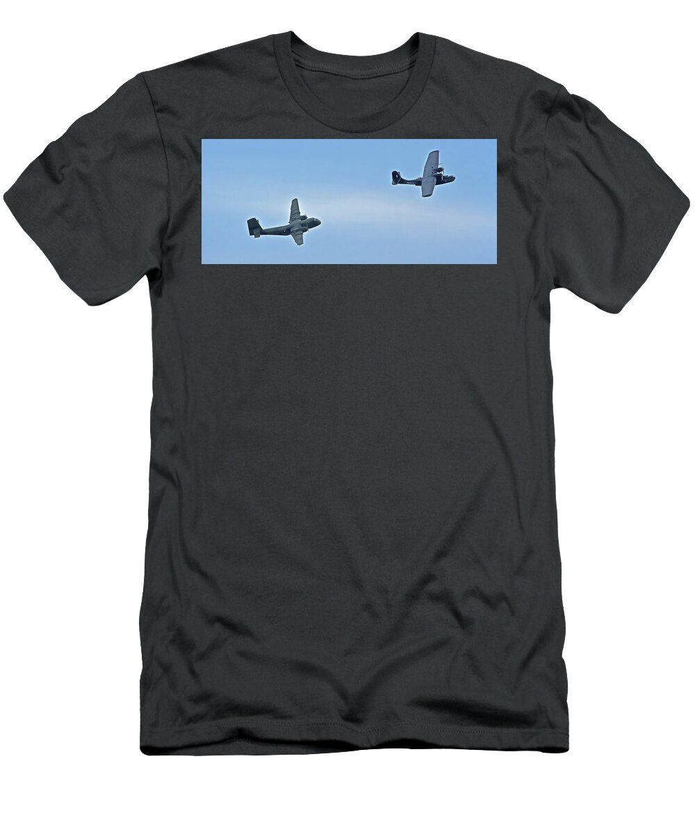 Catalina T-Shirt featuring the photograph Catalina And Caribou Flying Over Sydney by Miroslava Jurcik