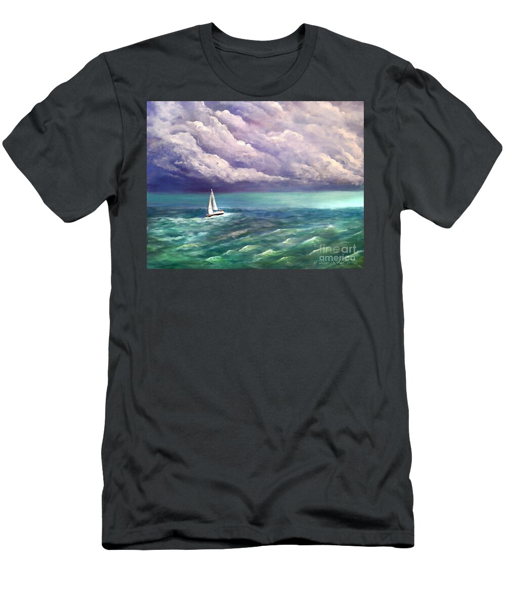 Sailing T-Shirt featuring the painting Tell The Storm by Pat Davidson