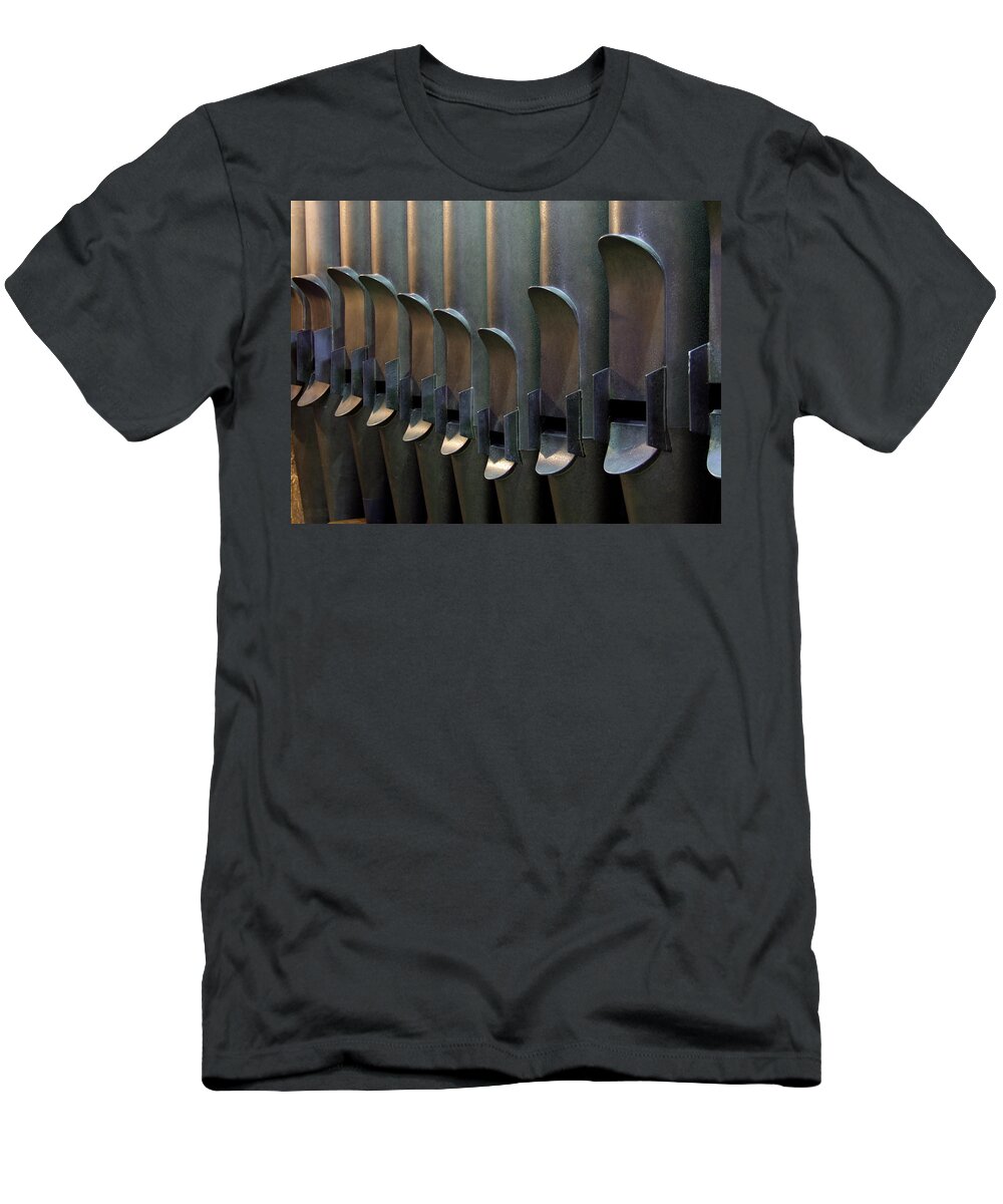 Exeter Cathedral T-Shirt featuring the photograph Cathedral Organ Pipes by Helen Jackson