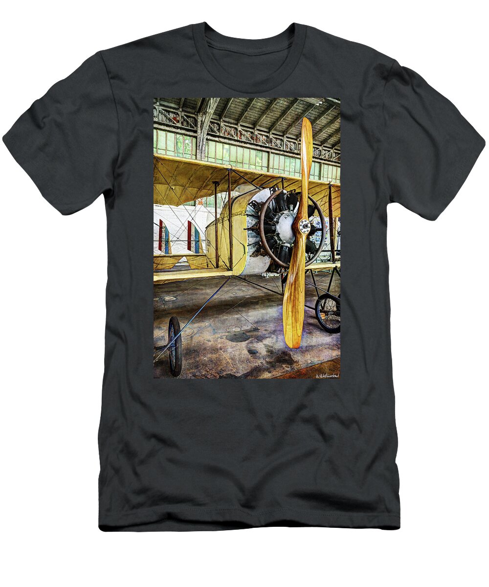 Caudron G3 T-Shirt featuring the photograph Caudron G3 Propeller and Cockpit - Vintage by Weston Westmoreland