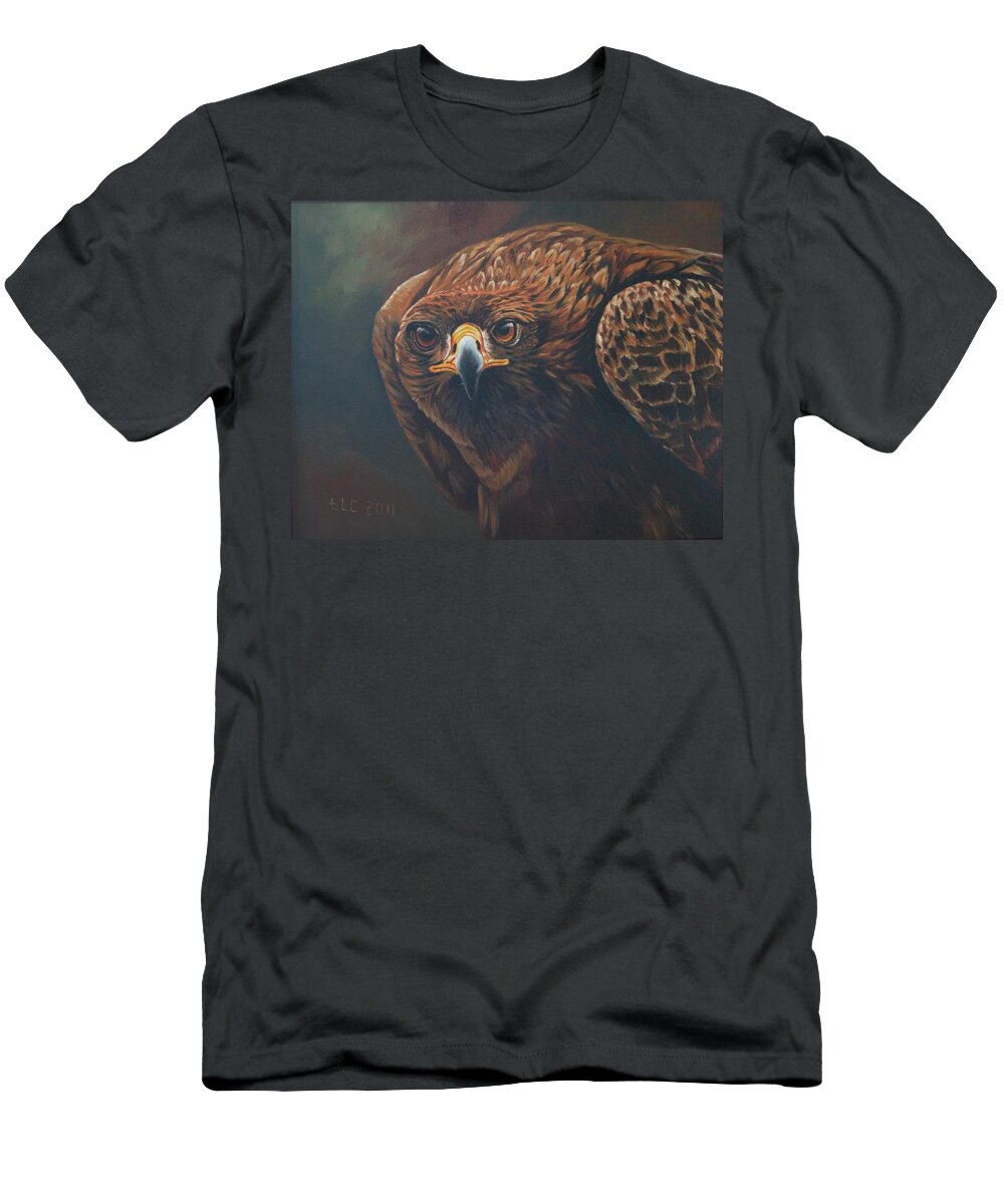 Golden Eagle T-Shirt featuring the painting Caught in Sight by Theresa Cangelosi