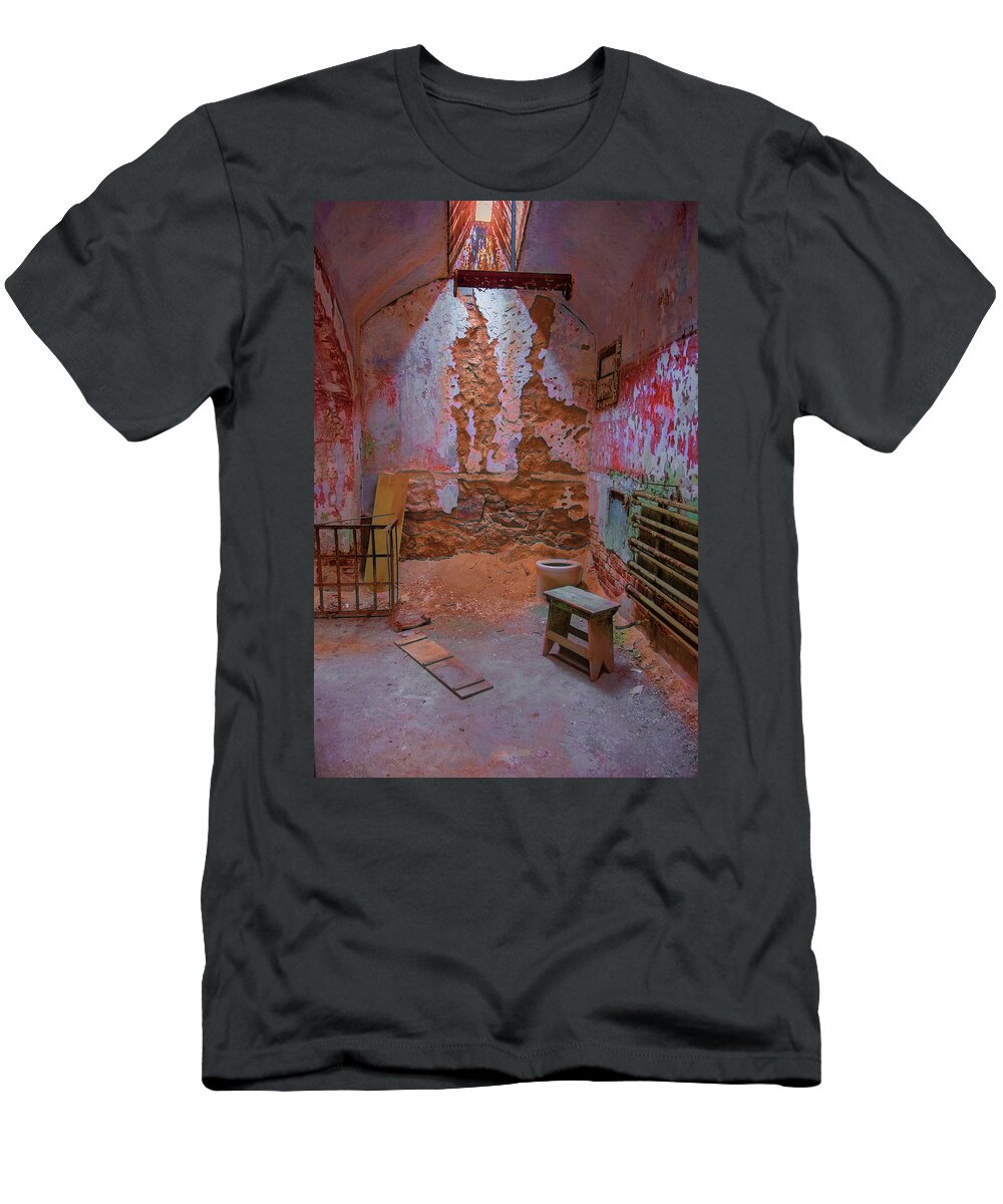 Eastern State Penitentiary T-Shirt featuring the photograph Cell And Glow by Tom Singleton