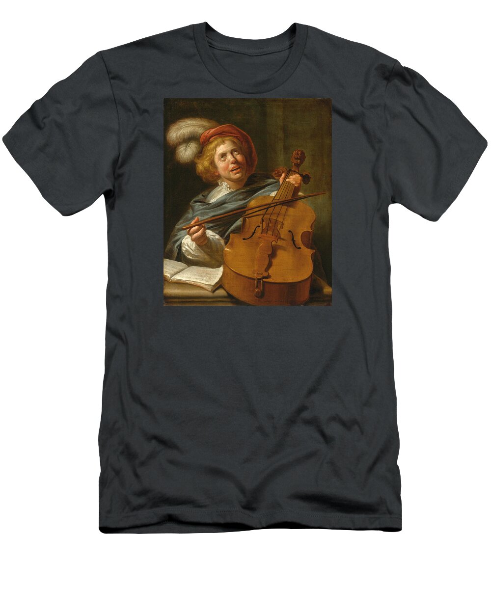 Judith Leyster And Studio T-Shirt featuring the painting Cello Player by Judith Leyster and Studio