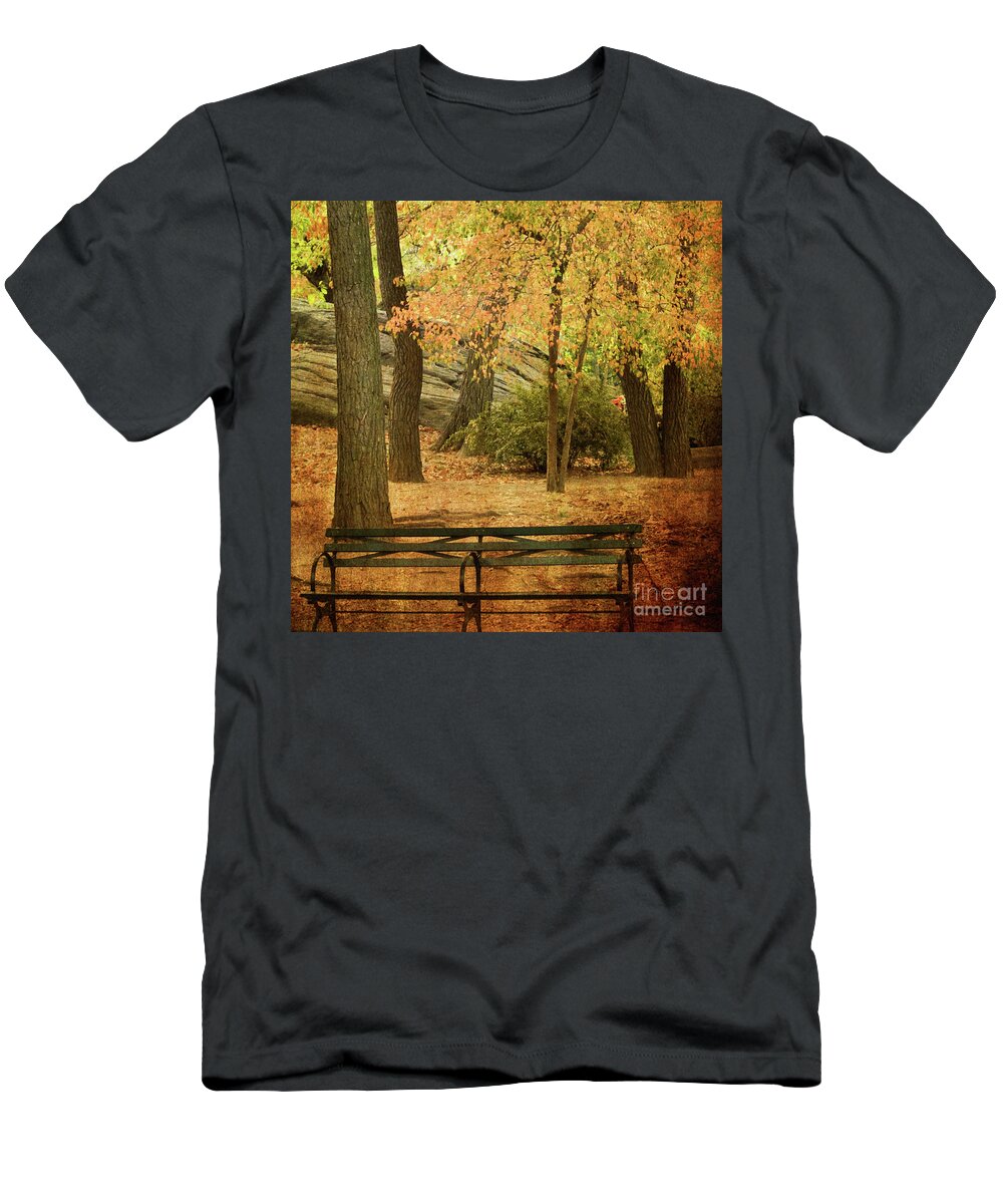 Central Park T-Shirt featuring the photograph Central Park Benches by Dorothy Lee