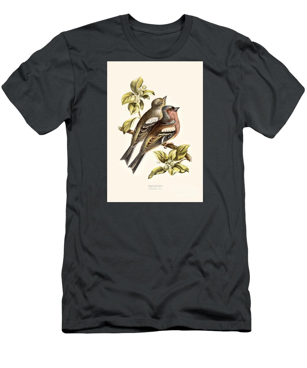 Birds T-Shirt featuring the digital art Chaffinches Restored by Pablo Avanzini