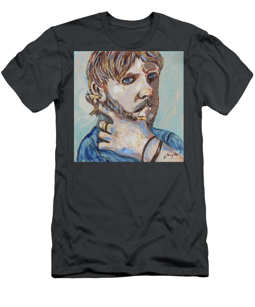 Charlie T-Shirt featuring the painting Charlie and the Moth by Jeanne Forsythe