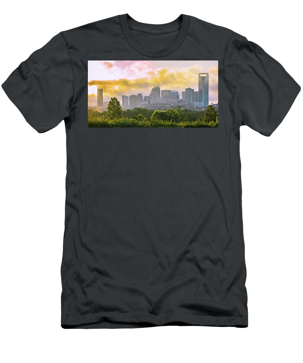 Skyline T-Shirt featuring the photograph Charlotte North Carolina City Skyline by Alex Grichenko