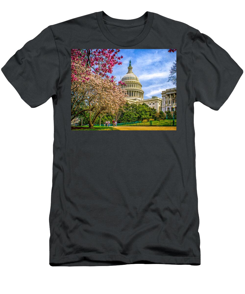 Cherry T-Shirt featuring the photograph Cherry Blossoms at the Capitol by Nick Zelinsky Jr