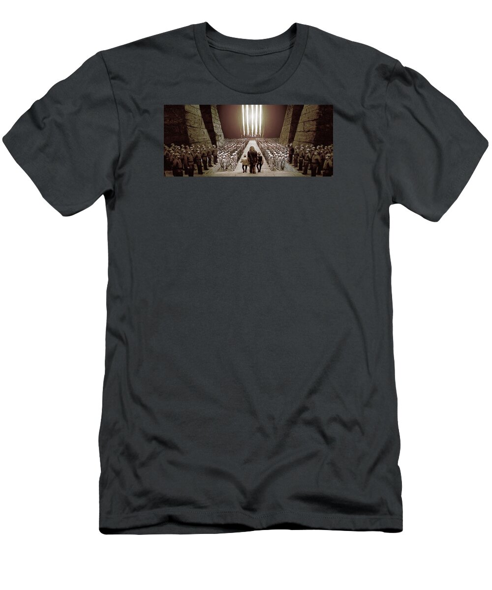 Star Wars T-Shirt featuring the digital art Chewbacca's March to Disappointment by Kurt Ramschissel