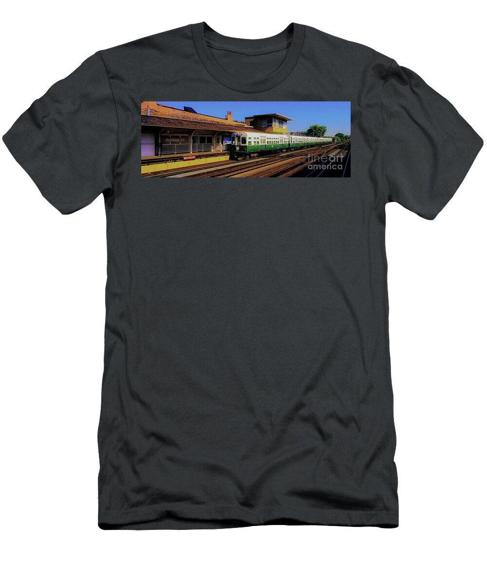 Chicago T-Shirt featuring the photograph Chicago EL vintage cars at Armitage by Tom Jelen