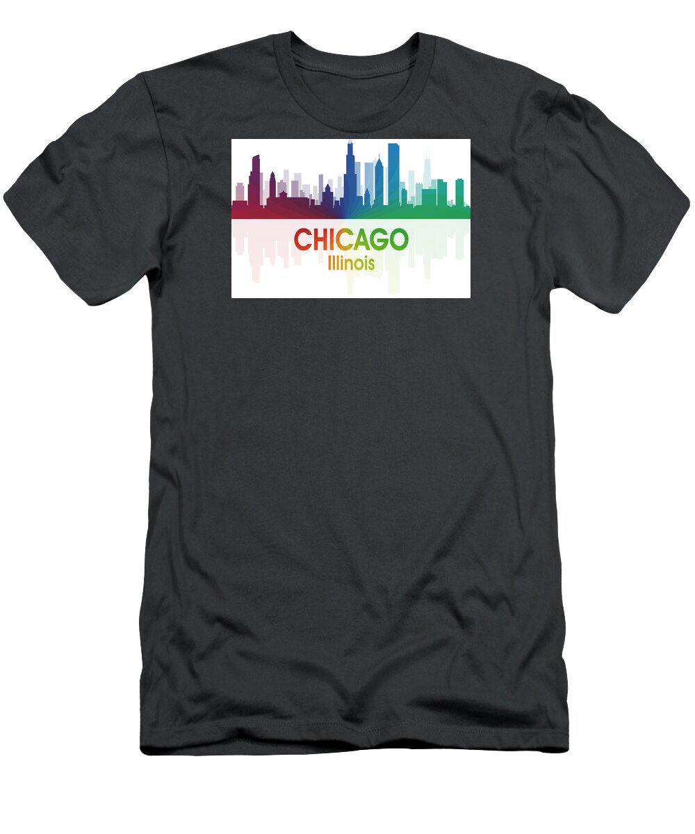 City Silhouette T-Shirt featuring the digital art Chicago IL by Angelina Tamez