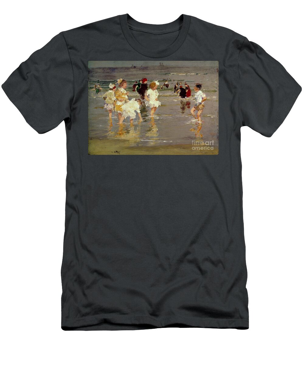 Water T-Shirt featuring the painting Children on the Beach by Edward Henry Potthast