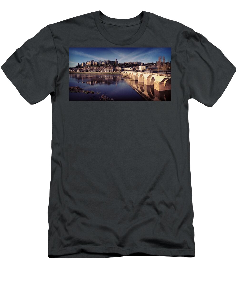 Alamy General Topics T-Shirt featuring the photograph Chinon town and chateau by Seeables Visual Arts