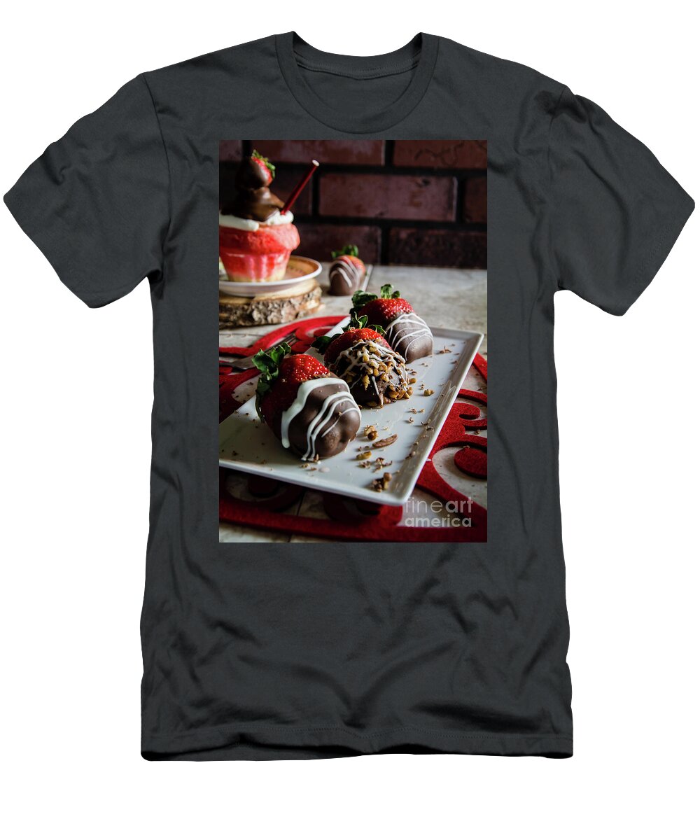 Fresh T-Shirt featuring the photograph Chocolate Covered Strawberries by Deborah Klubertanz