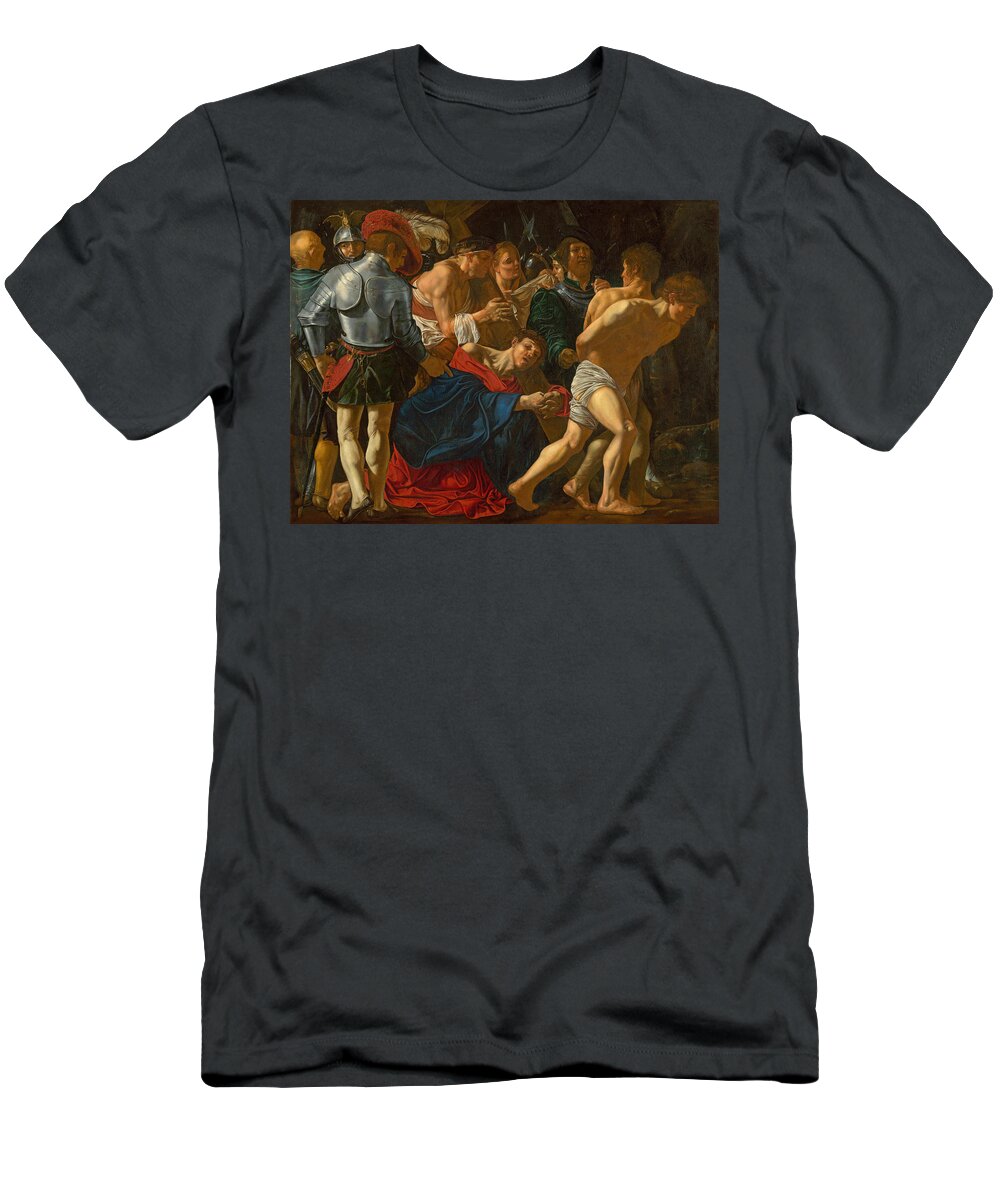 Cecco Del Caravaggio T-Shirt featuring the painting Christ carrying the Cross by Cecco del Caravaggio