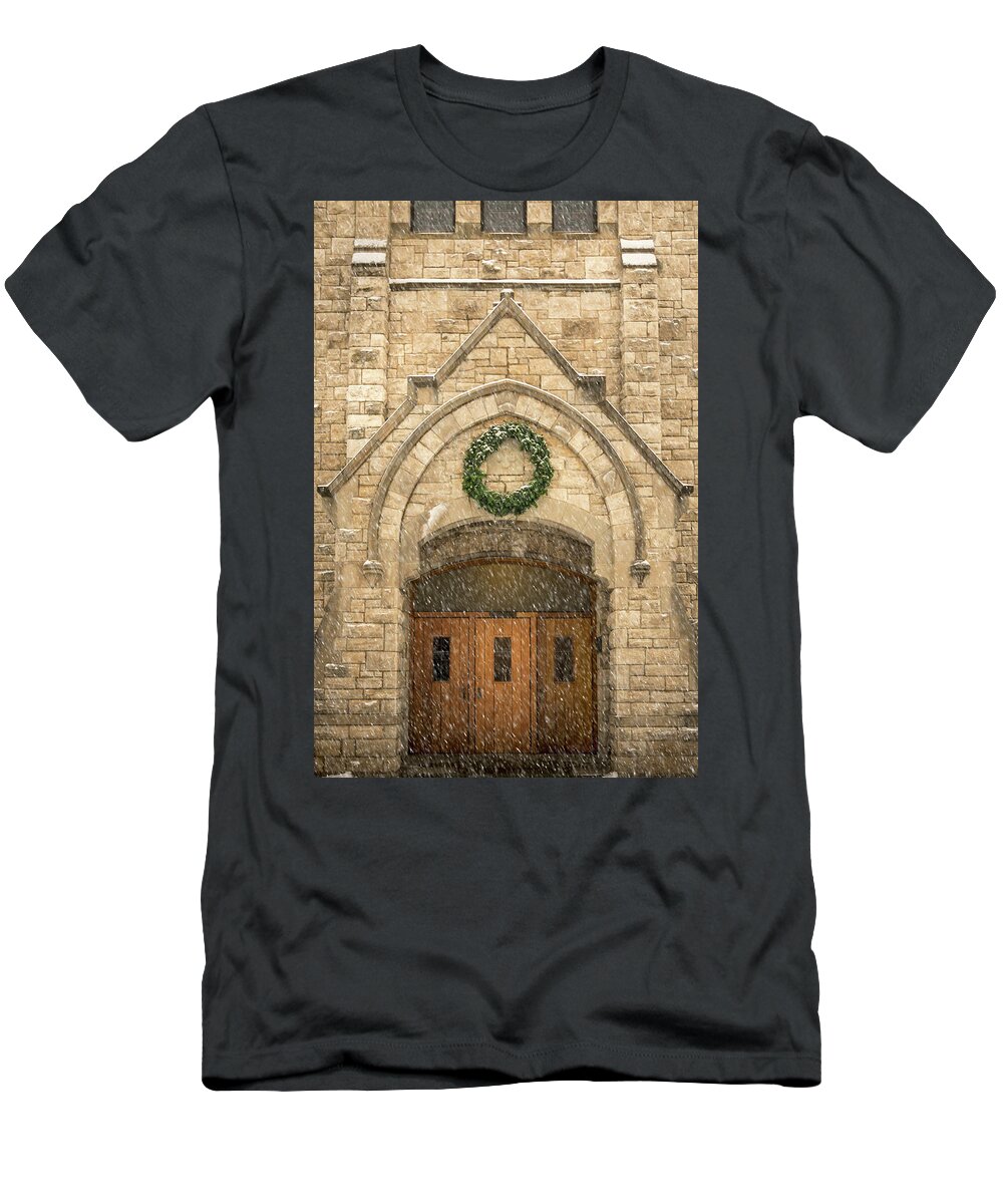 Christmas T-Shirt featuring the photograph Christmas at Stone Chapel by Allin Sorenson