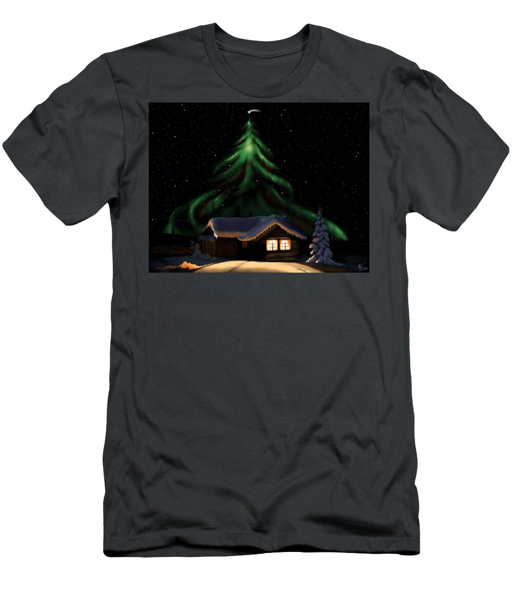 Christmas T-Shirt featuring the digital art Christmas Lights by Norman Klein