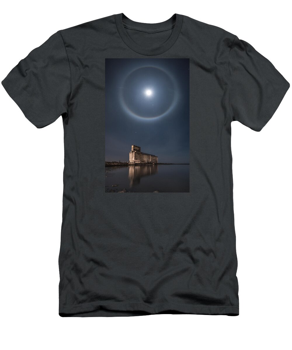 Moon Halo T-Shirt featuring the photograph Christmas Moon Halo by Dave Niedbala