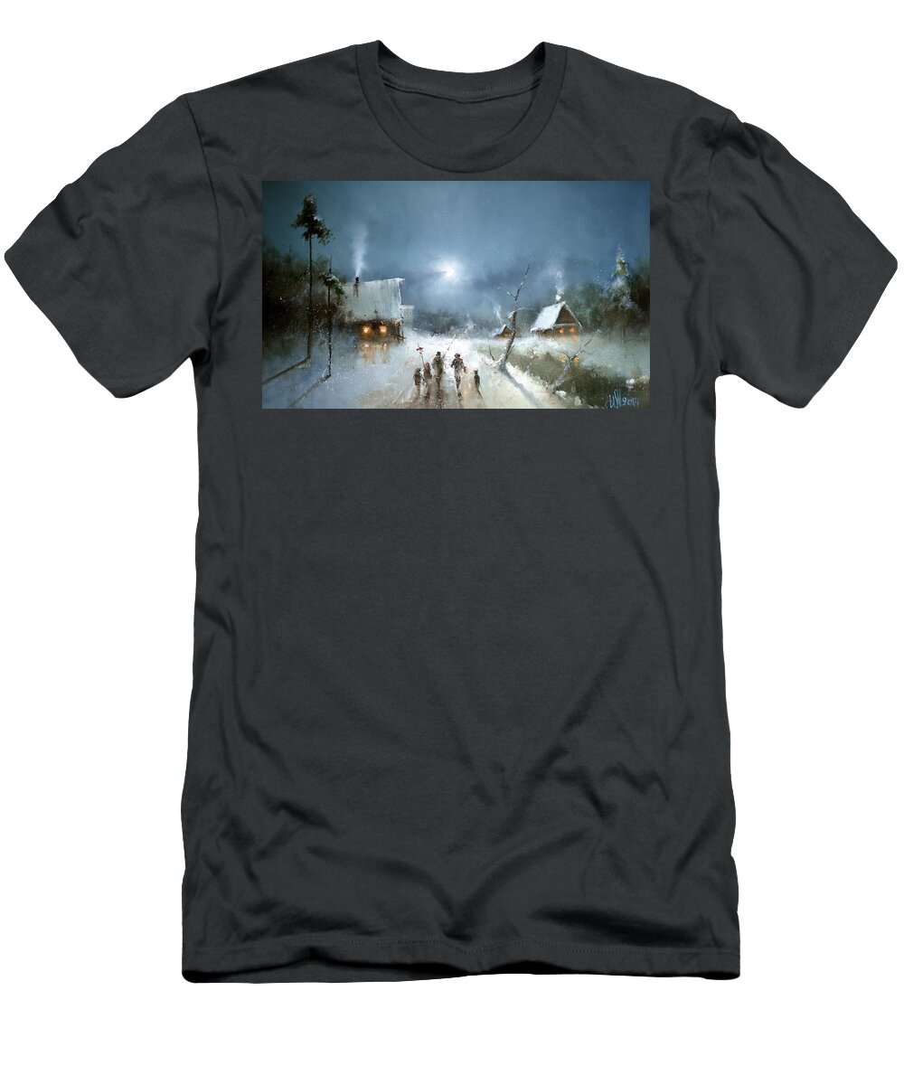 Russian Artists New Wave T-Shirt featuring the painting Christmas Night by Igor Medvedev