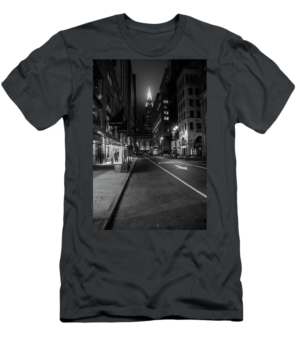 Nyc T-Shirt featuring the photograph Chrysler Building NYC and Street by John McGraw