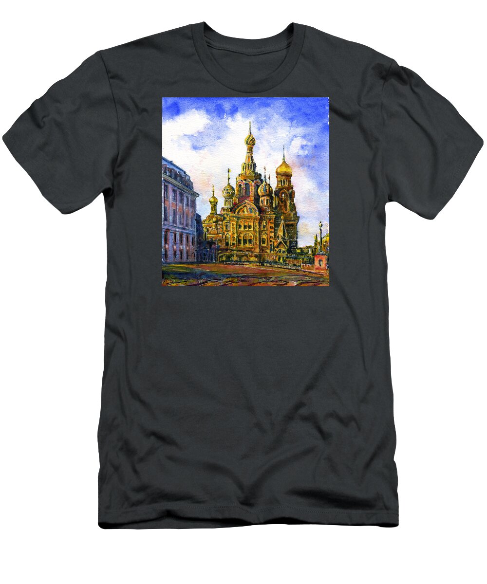 St. Petersburg T-Shirt featuring the painting Church of the Savior on Blood by John D Benson